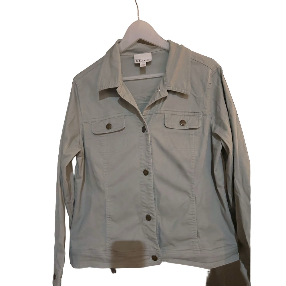 🤯4/$15 Green Blazer Jacket Pockets Size‎ Large Cargo Lightweight